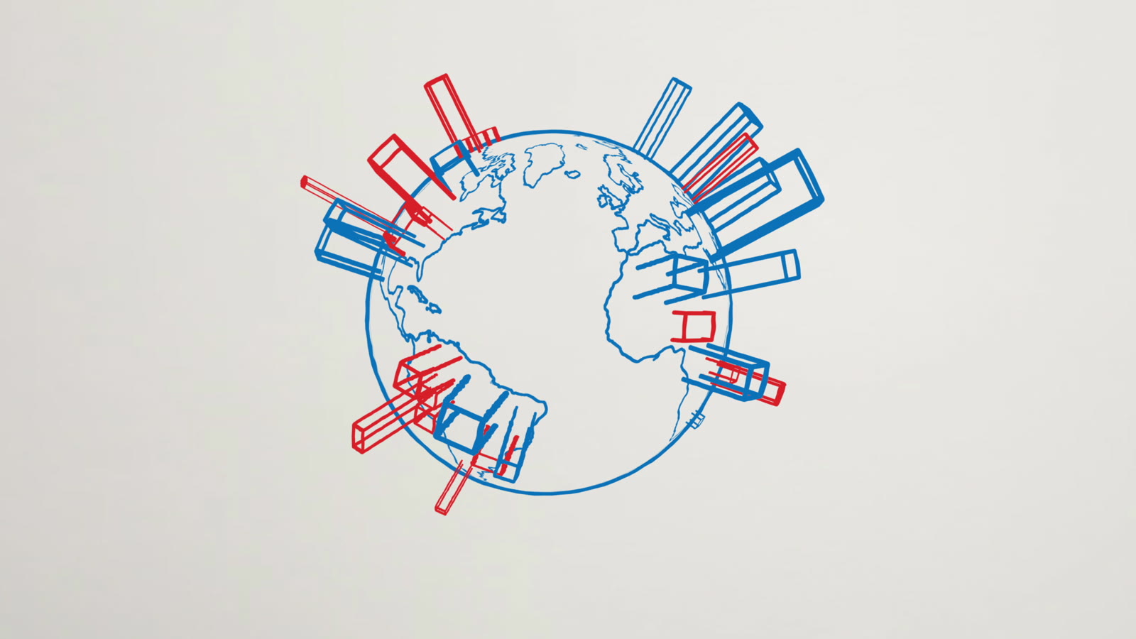Access Prepaid: a hand-drawn globe with buildings rising from its surface