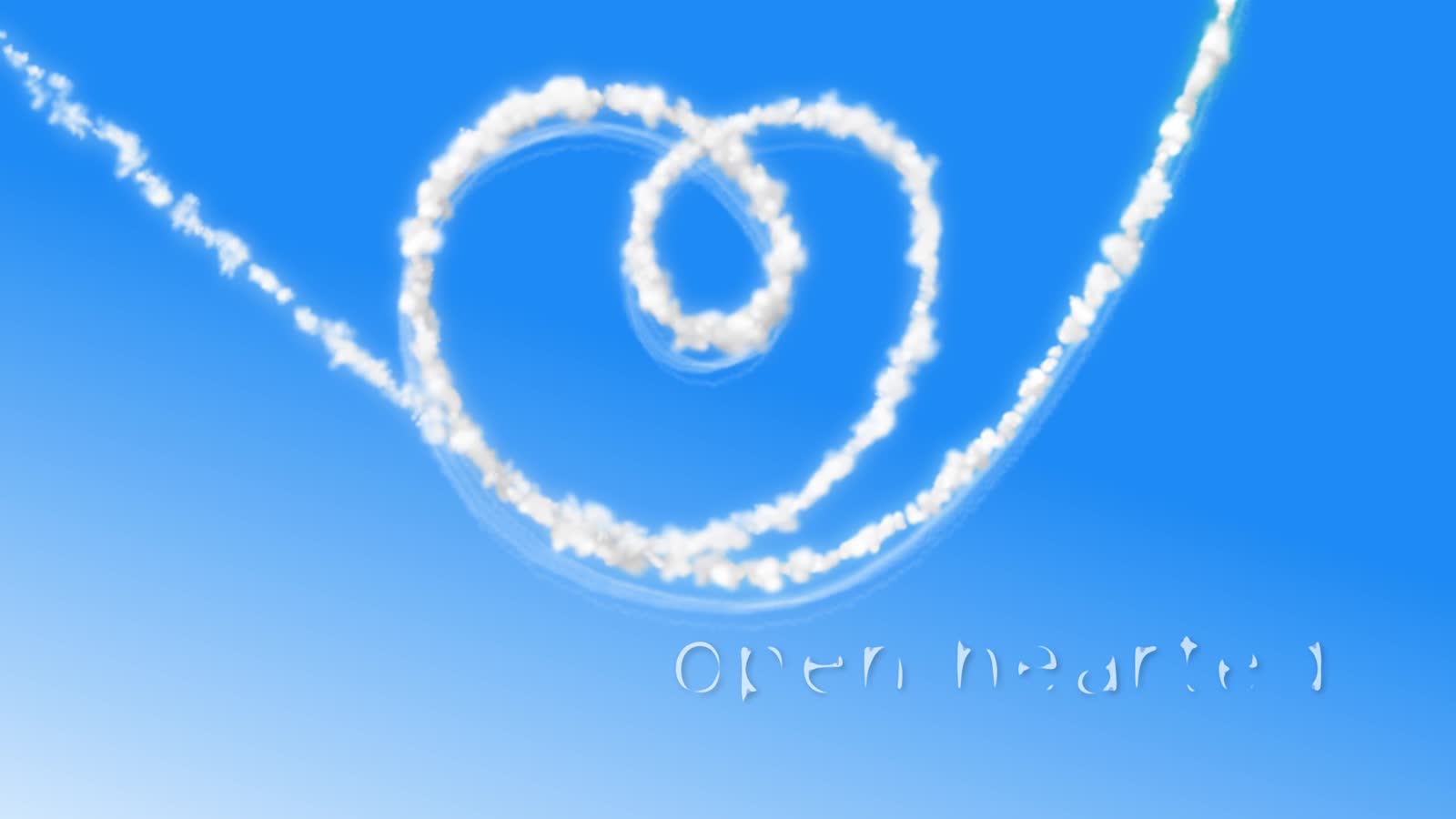 Frame from the Air bp film: a vapour-trail heart drawn against a blue sky