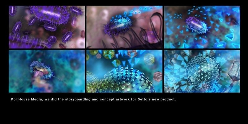 Storyboard: Dettol concept artwork, microscopic organisms