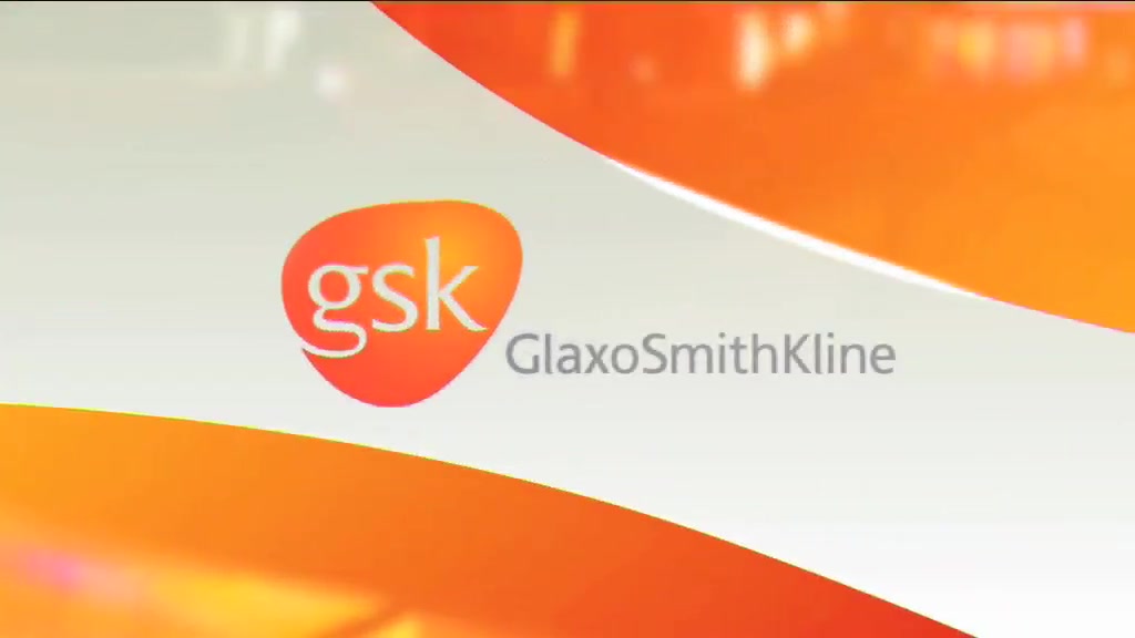 GSK Vaccines Business News — the opening "gsk GlaxoSmithKline" logo card, from the client's own local master