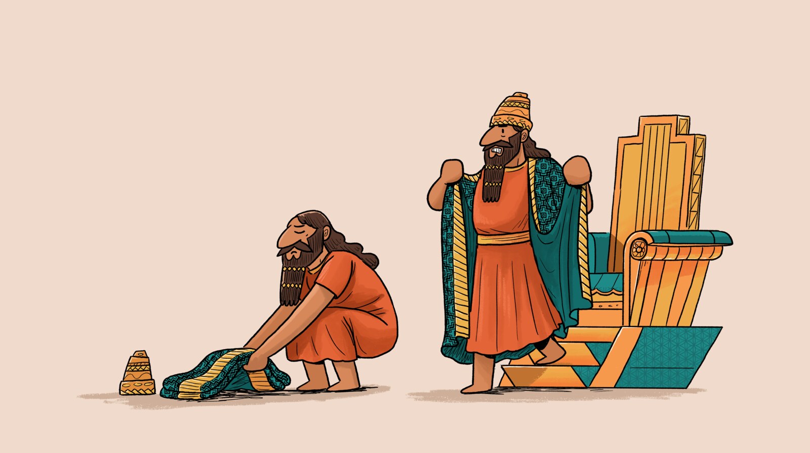The King of Nineveh removing his royal robe in a gesture of repentance