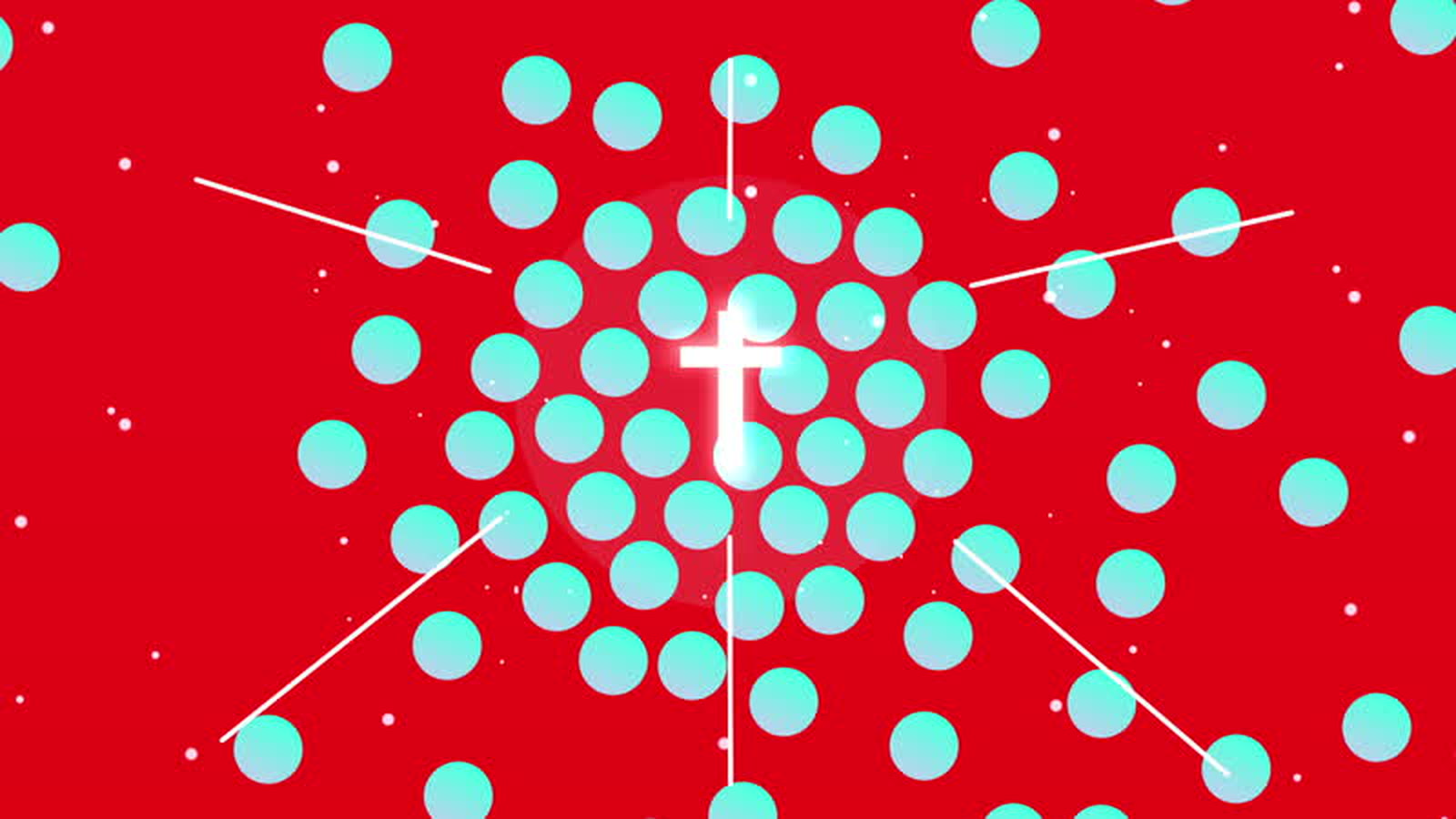 LICC: Whole Life Worship, an animated cross and starburst graphic from Video 1, on a red ground
