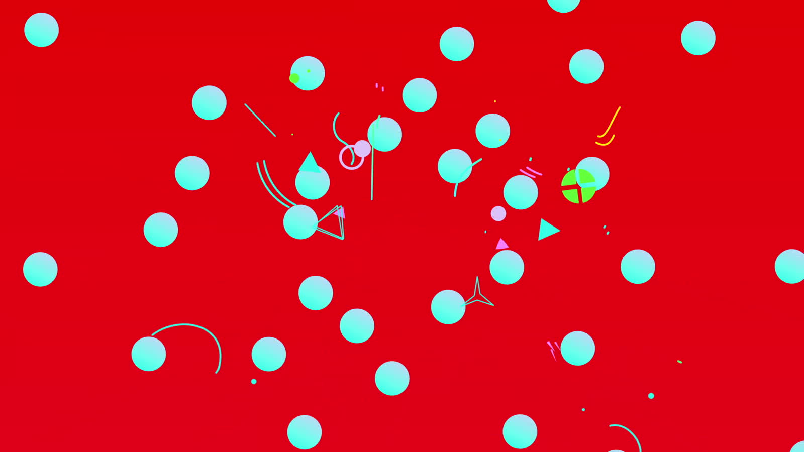 LICC: Whole Life Worship, a heart-shaped pattern of animated dots and shapes on red
