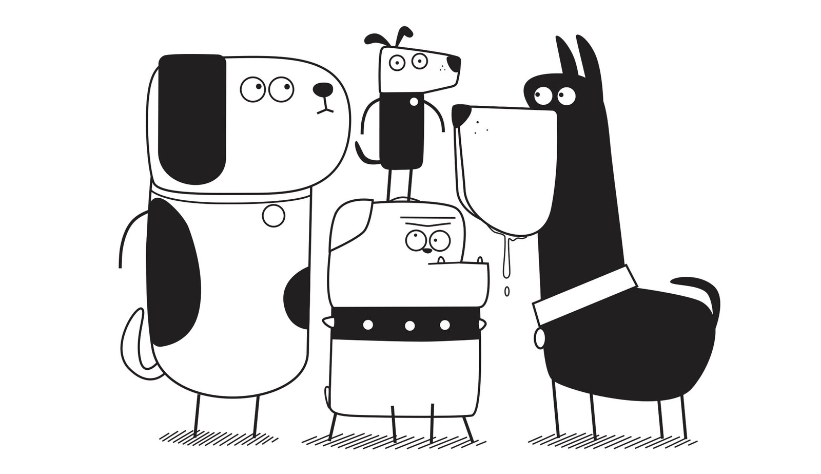 Plato alongside three supporting characters created for Friend Studio