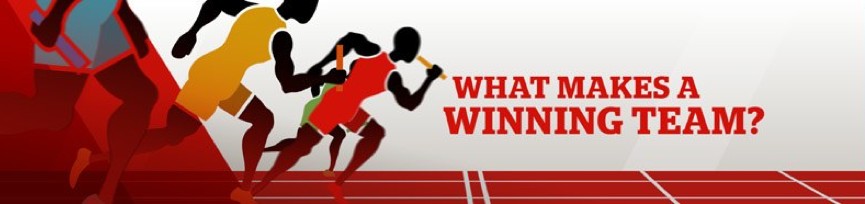 Prudential: Staying Ahead — an illustrated relay-race team, captioned "What makes a winning team?", from the archive page's own hero image