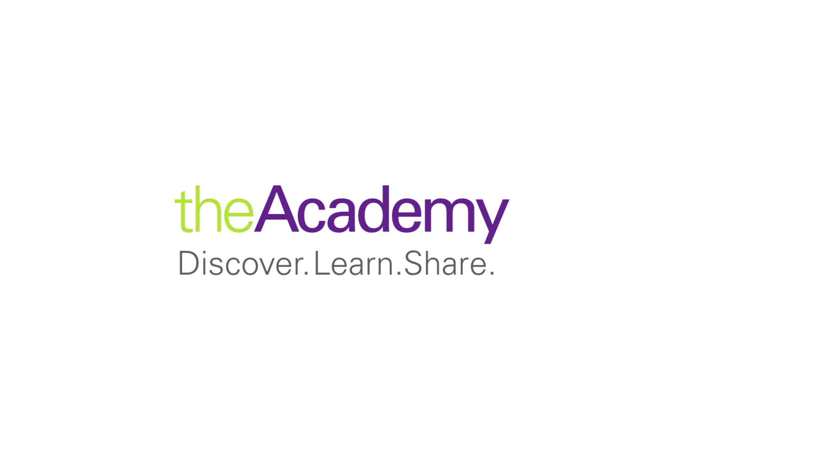 Closing theAcademy logo card, reading 'Discover. Learn. Share.'