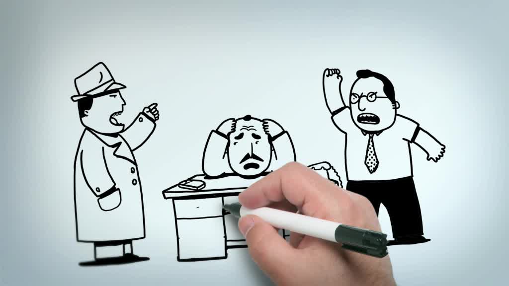 Unilever UK Mums Animation: office argument scene between several drawn characters