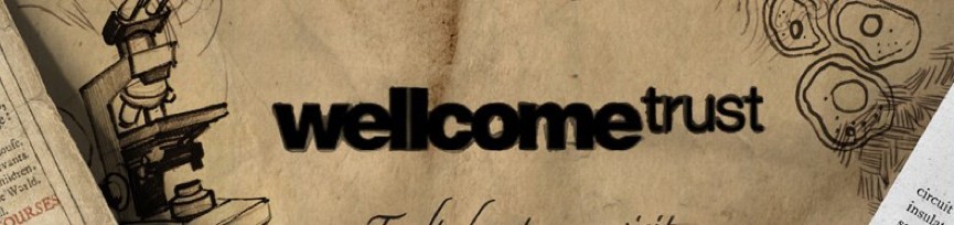 The Wellcome Trust: 75th Anniversary Film — the "wellcometrust" title card over a hand-drawn microscope illustration, from the archive page's own hero image